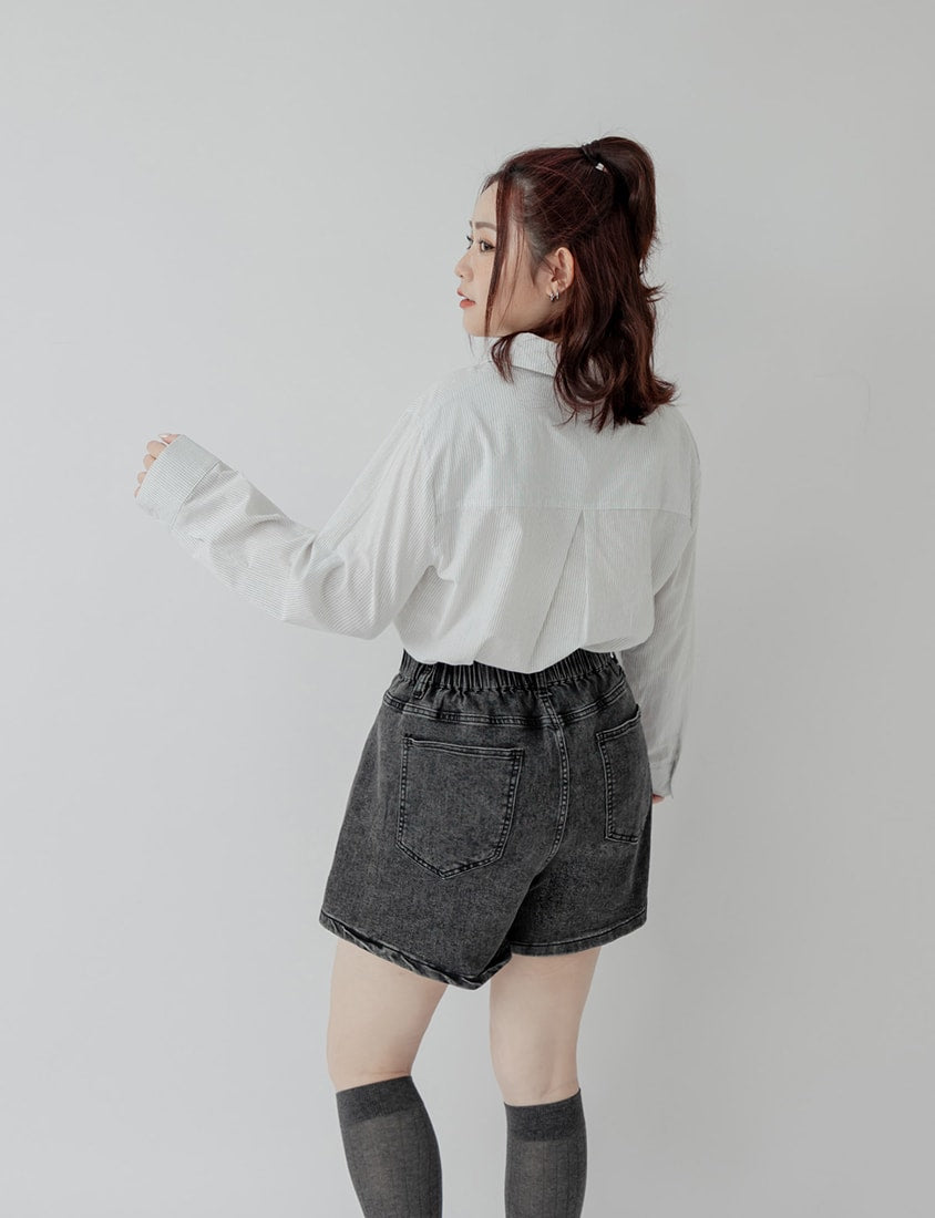 Classic Versatile Plus Size Striped Shirt