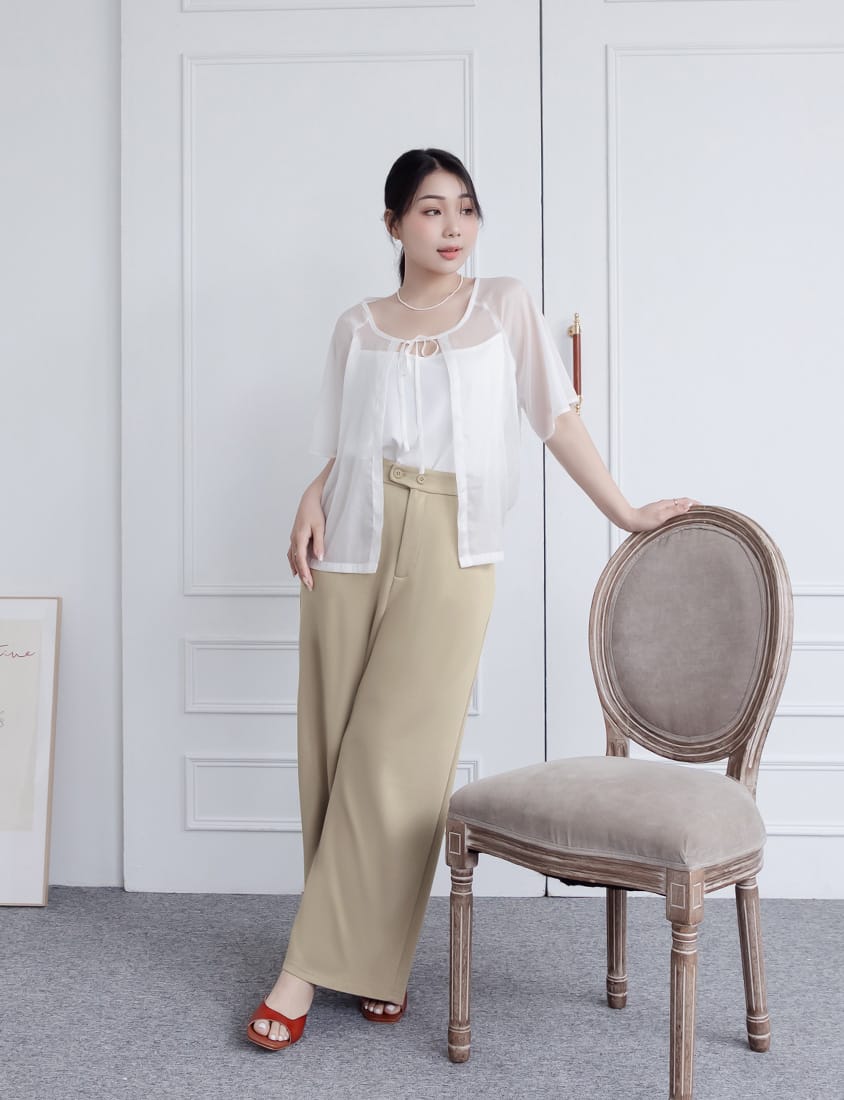 Miss. Space Cotton Back-Elastic Plus Size Straight-Leg Pants