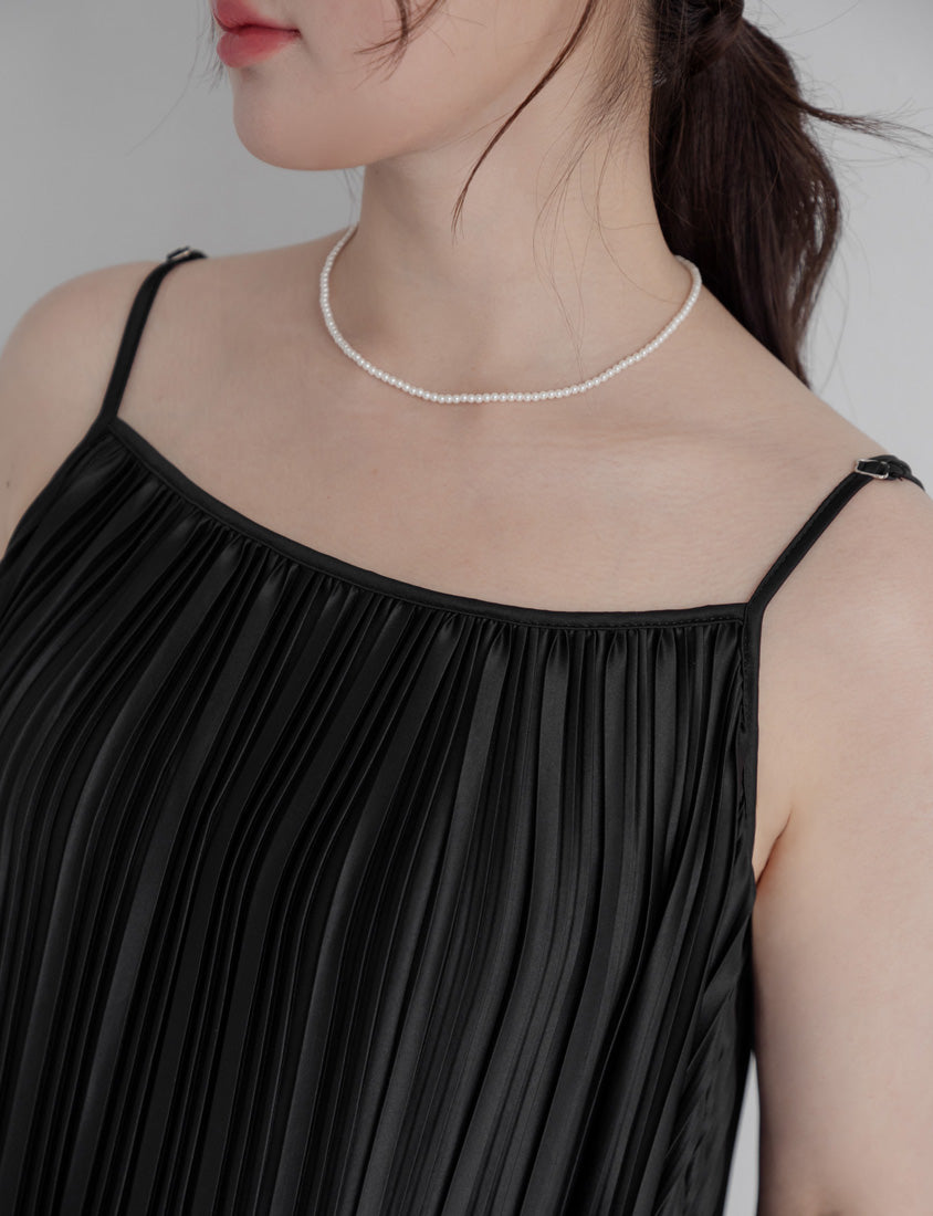 MISS. Pleated Flare Adjustable Strap Plus Size Cami Dress
