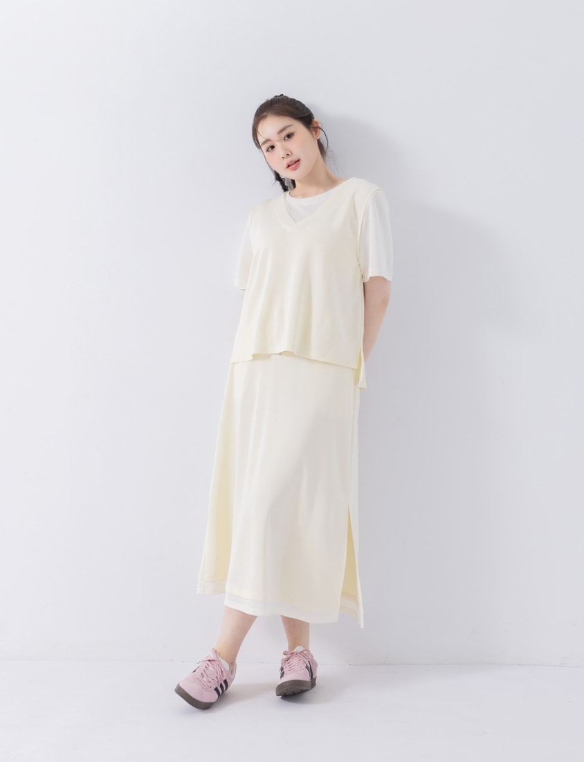 COOL PRO+ Space Cotton Faux Two-Piece Plus Size Top