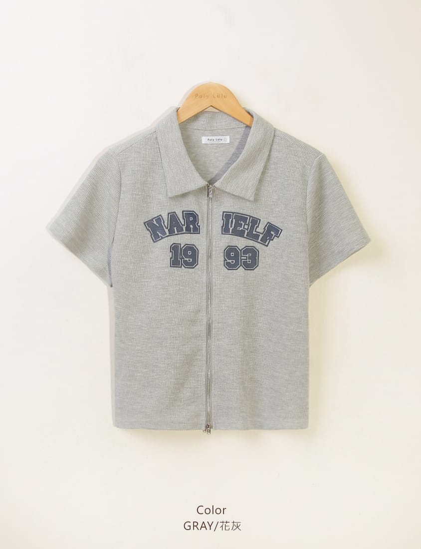 MUA! Double Zip Waffle Knit Plus Size Graphic Tee