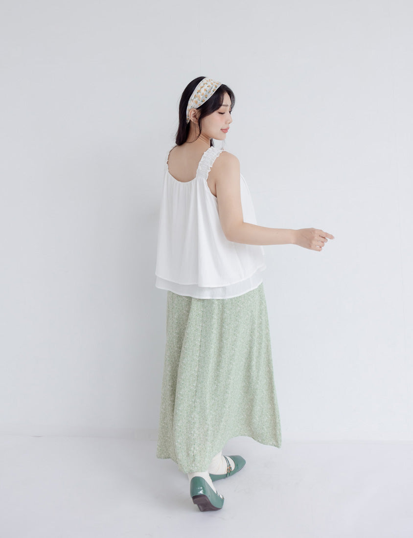 Summer Crinkled Double Layer Flounce Plus Size Top
