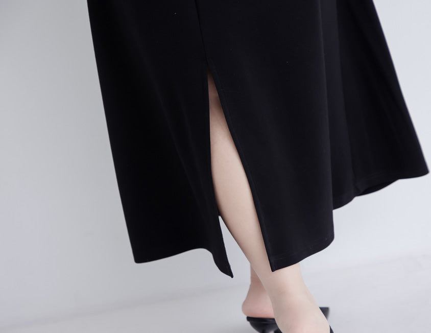 Miss. Space Cotton Back-Slit Plus Size Maxi Skirt