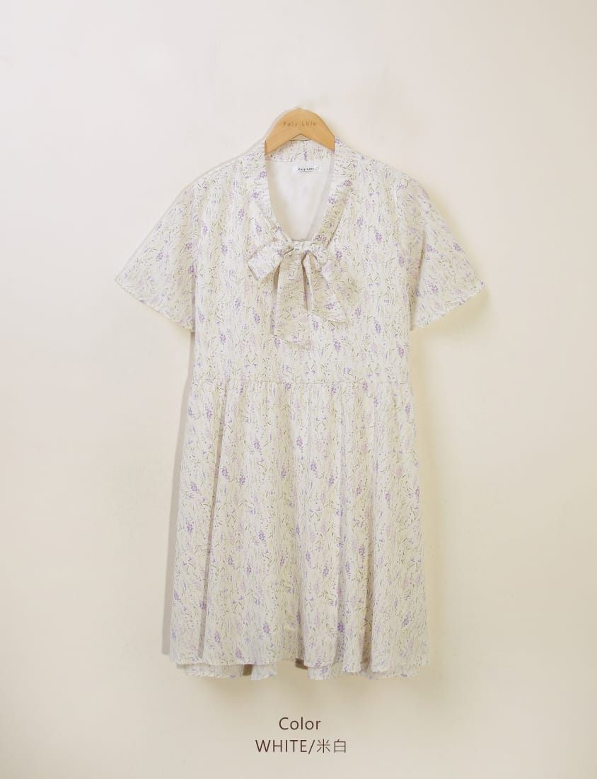 Gentle Lavender Tie-Waist Plus Size Flare Dress