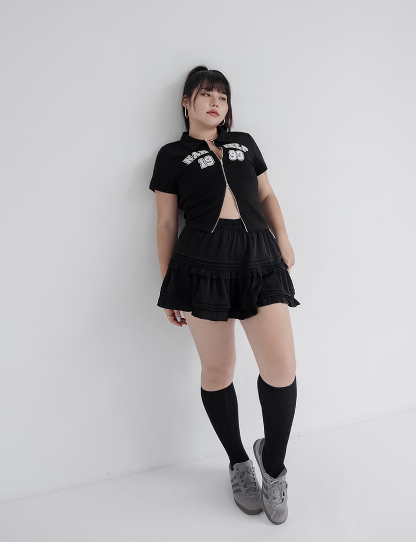 MUA! Ruffled Elastic Waist Plus Size MiniSkirt