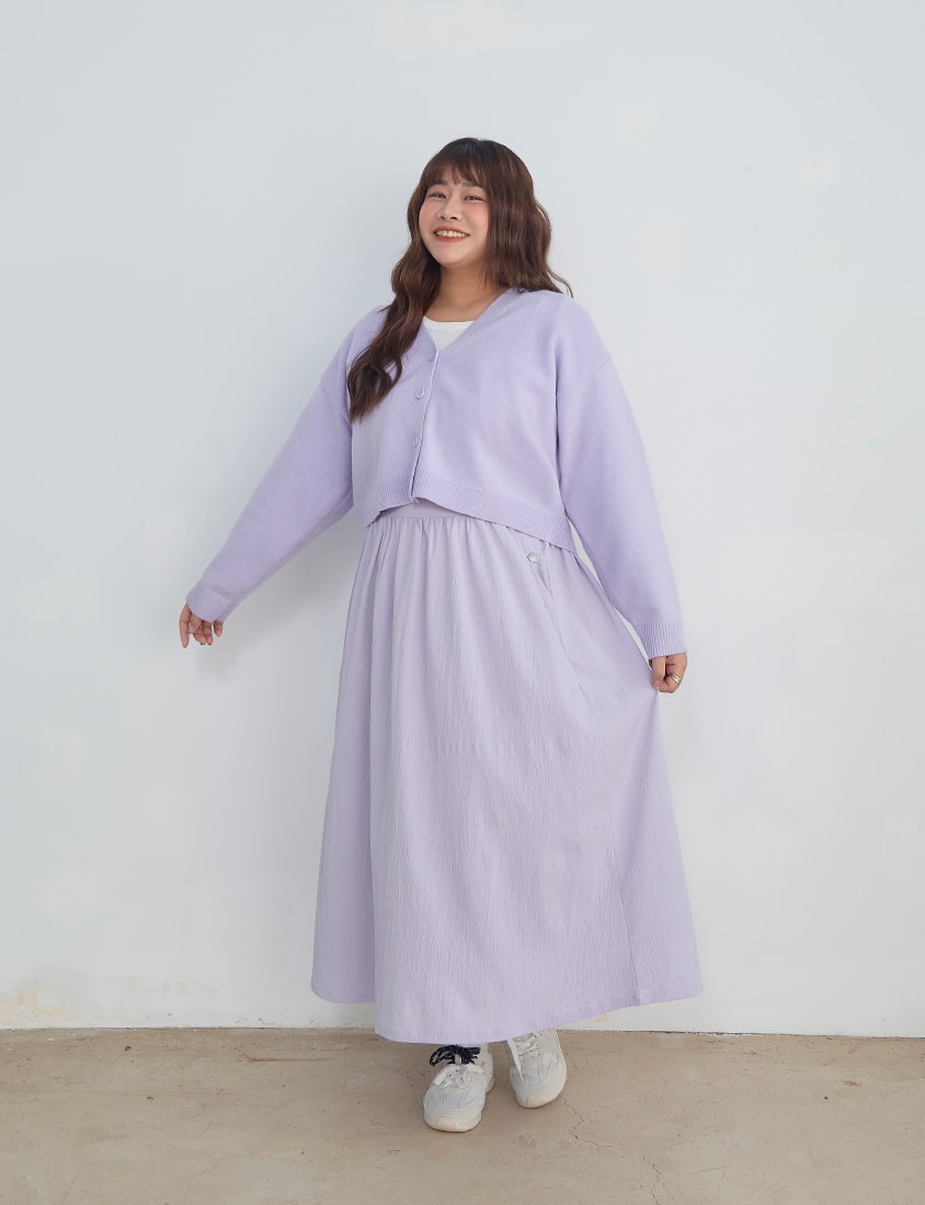 Classic V-Neck Multicolor Cropped Plus Size Knit Cardigan