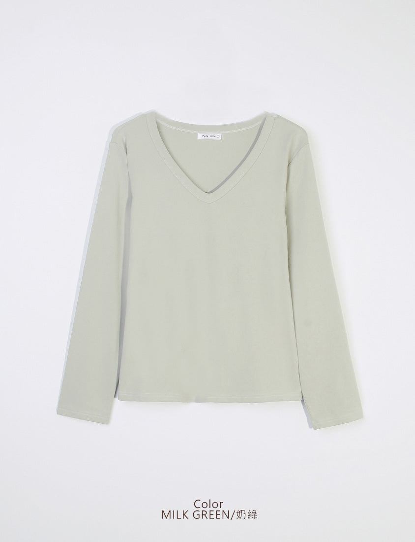 V-Neck Slim Fit Plus Size Long Sleeve Tee