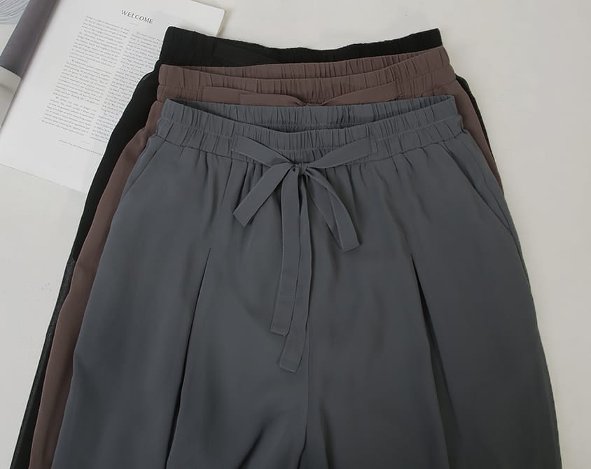 MISS. Silky Cool Sheer Chiffon Elastic Waist Plus Size Wide Pants