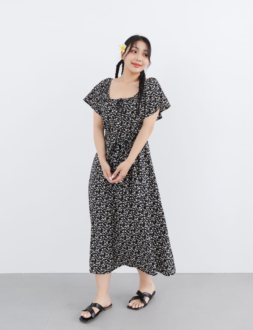 2-Way Off-Shoulder Floral Plus Size Maxi Dress (with Belt)