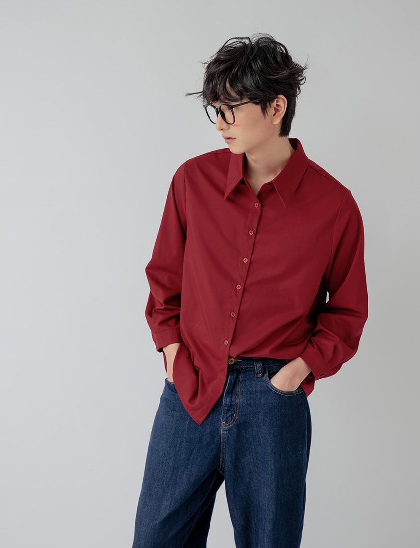 Multi-Color Drop Shoulder Plus Size Boyfriend Oversize Shirt (Unisex)
