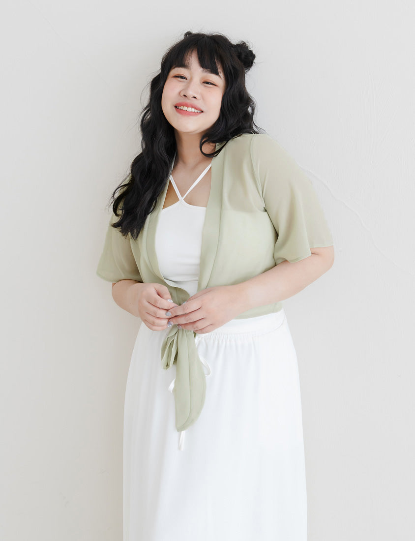 Summer Multicolor Sheer Tie-Front Plus Size Cover-Up