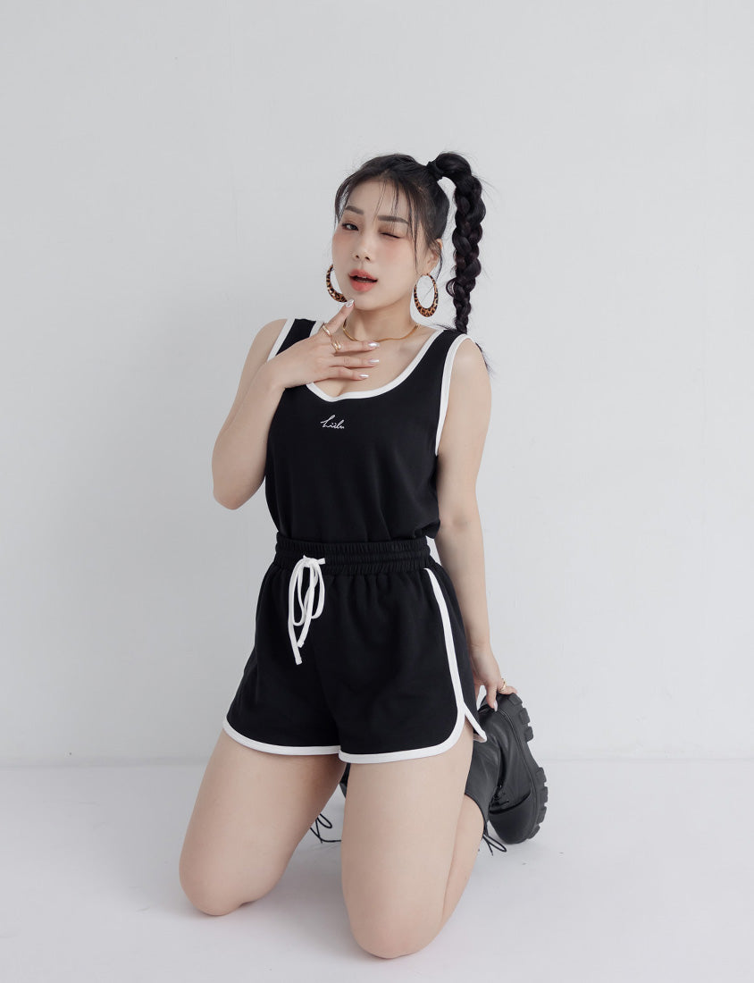 MUA! Sporty High-Waist Tie Plus Size Shorts