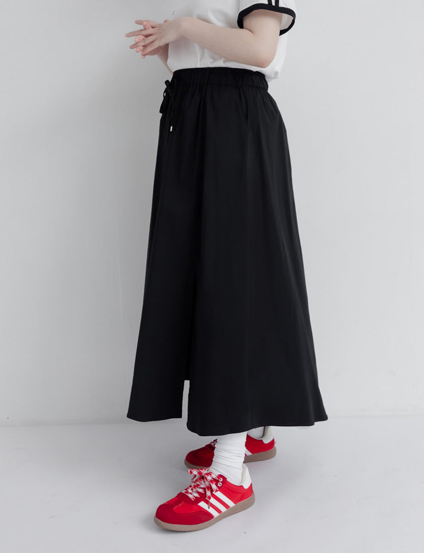 Cooling Tech Full Elastic Drawstring Plus Size Maxi Skirt