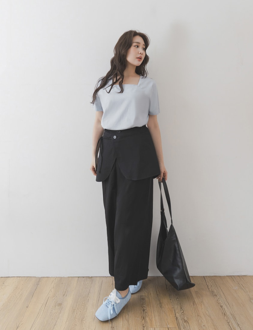 Airy Cooling Square-Neck Ice Porcelain Cotton Plus Size Tee