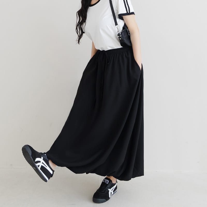Sweet Cloud Cotton Drawstring Plus Size Maxi Skirt