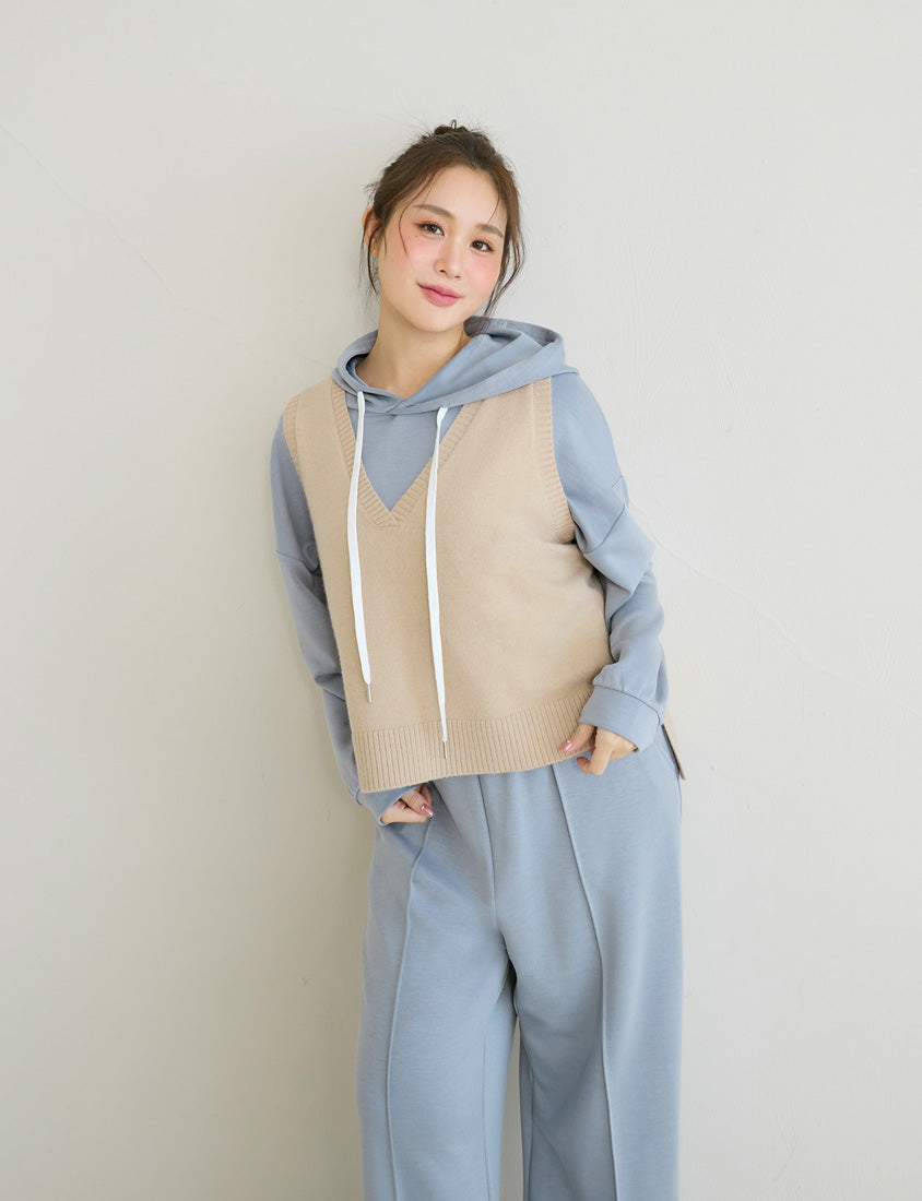 Versatile Multicolor V-Neck Cropped Plus Size Knit Vest