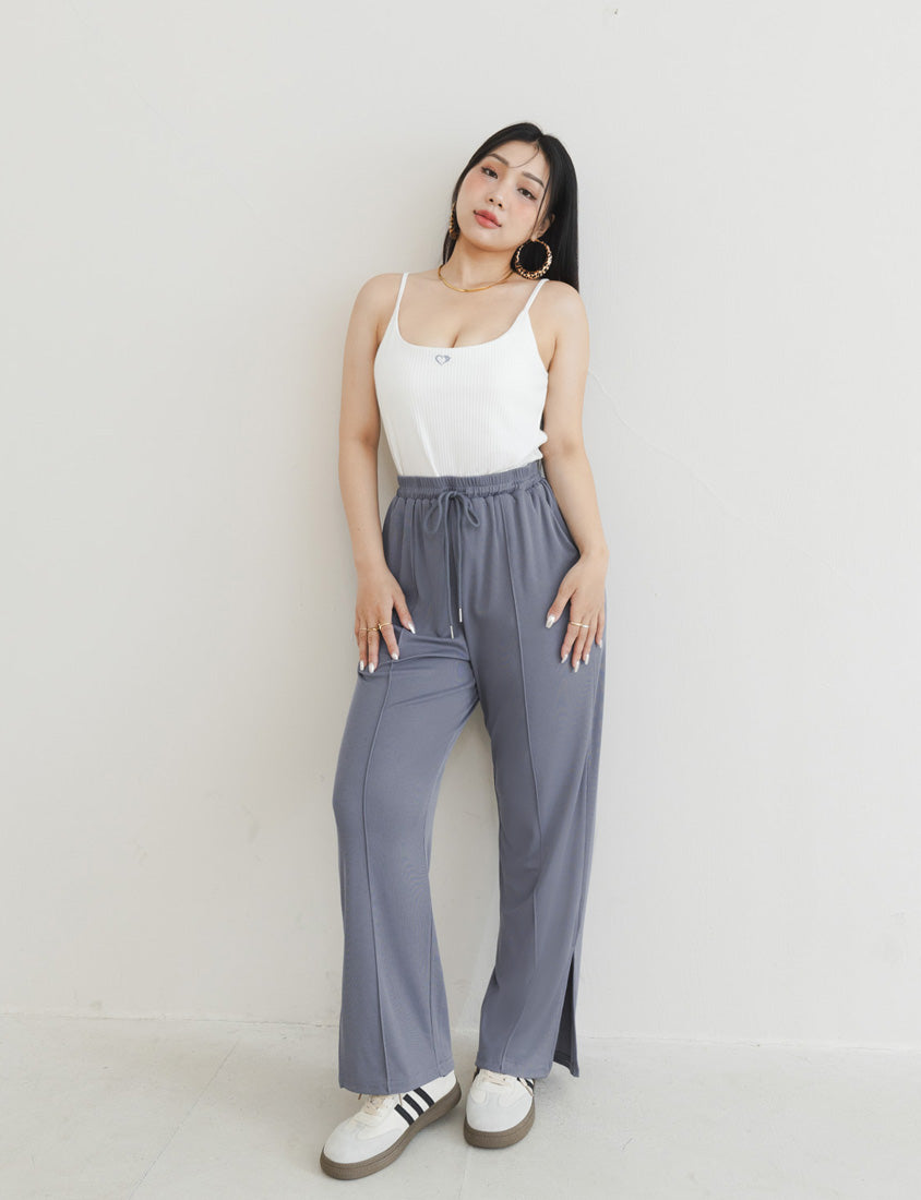 MUA! Ribbed Slimming Slit-Hem Plus Size Pants
