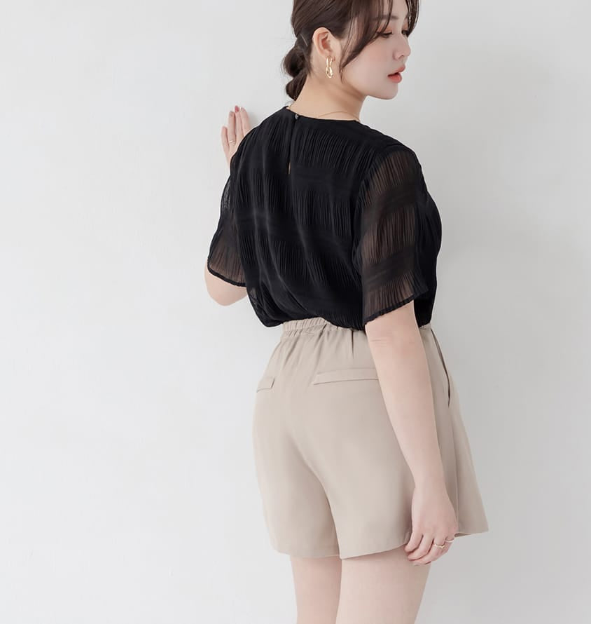 MISS. Korean Style Crinkled Plus Size Chiffon Top