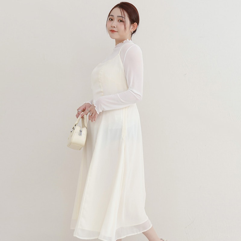 MISS. Ethereal Double Layer Sheer Adjustable Plus Size Maxi Dress