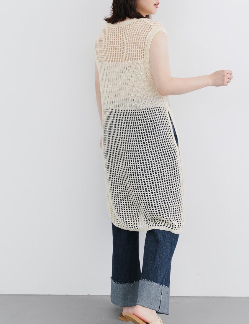 Japanese Style Side Slit Long Knit Plus Size Vest