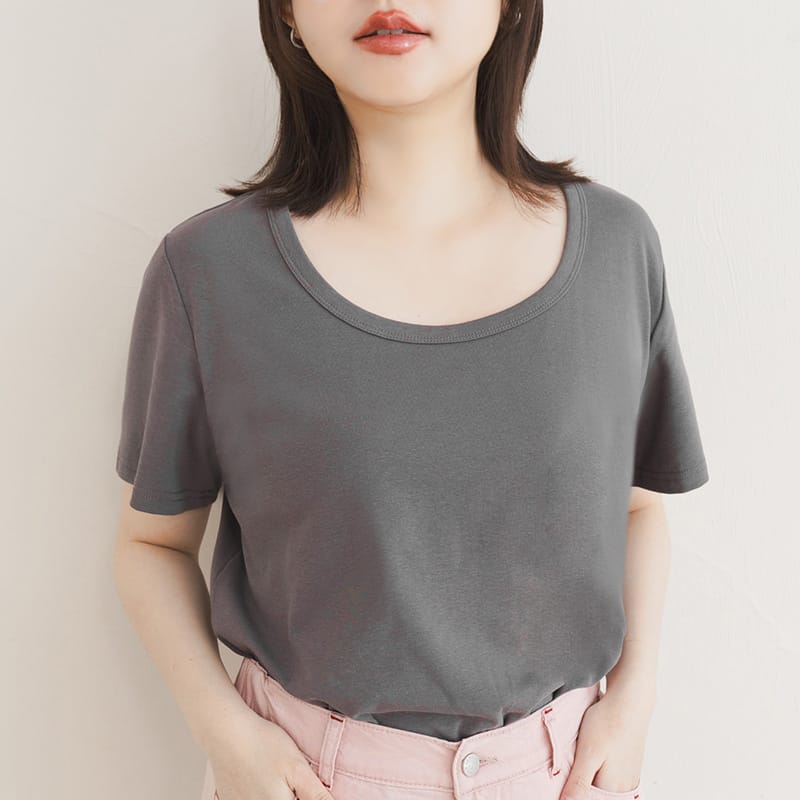 U-Neck Multicolor Plus Size Comfy Slim Tee