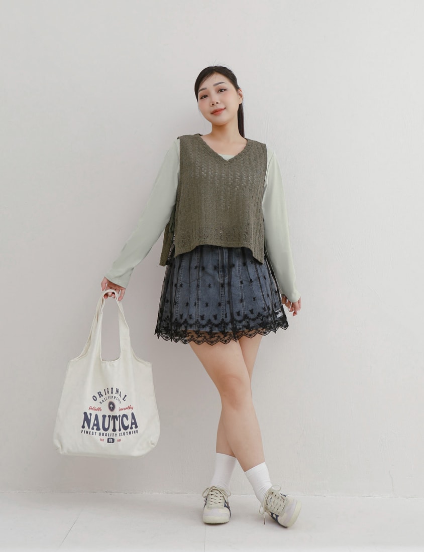 Layered Essential Crochet Tie Plus Size Vest