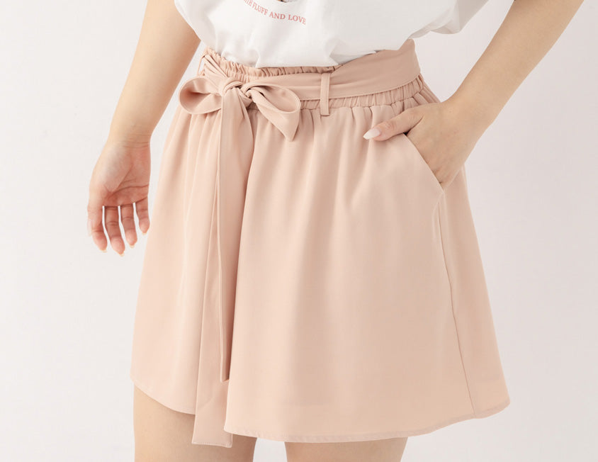 Floral Ruffled Elastic Waist Flowy Plus Size Mini Skort  (With Waist Tie)