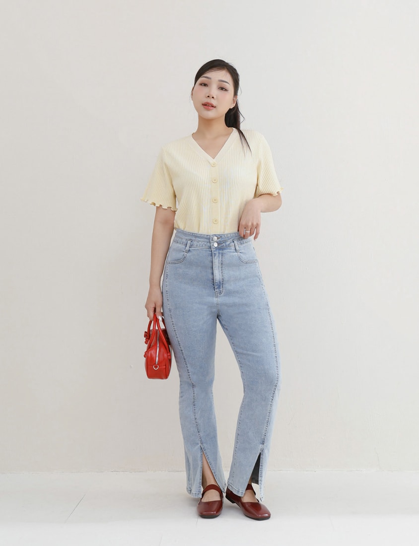 Cooling Lyocell Faux Button Plus Size Knit Top