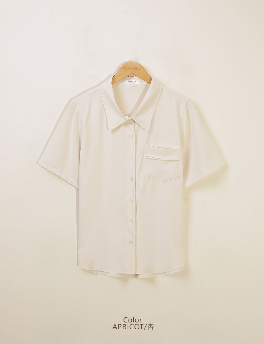 MISS. Lightweight Cooling Pleated Pocket Plus Size Short Sleeve Shirt