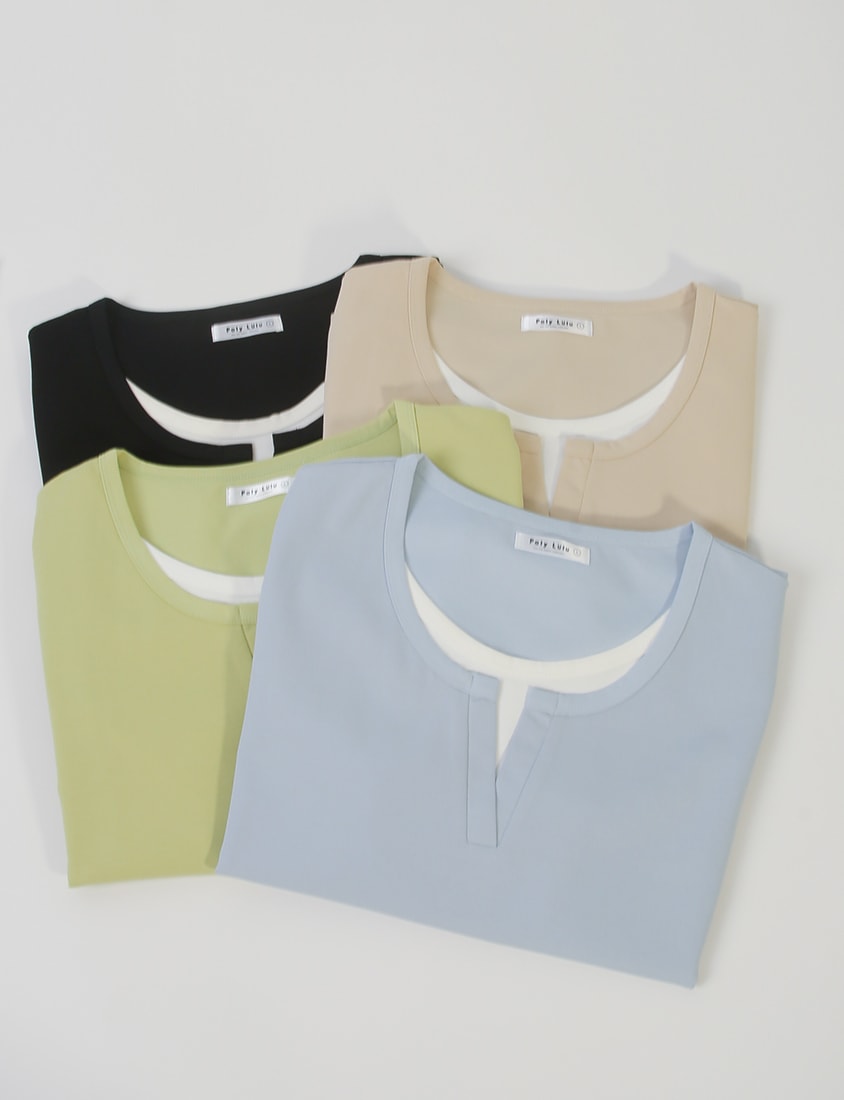 Versatile V-Neck Faux Two Piece Plus Size Tee