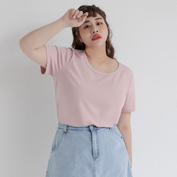 U-Neck Multicolor Plus Size Comfy Slim Tee