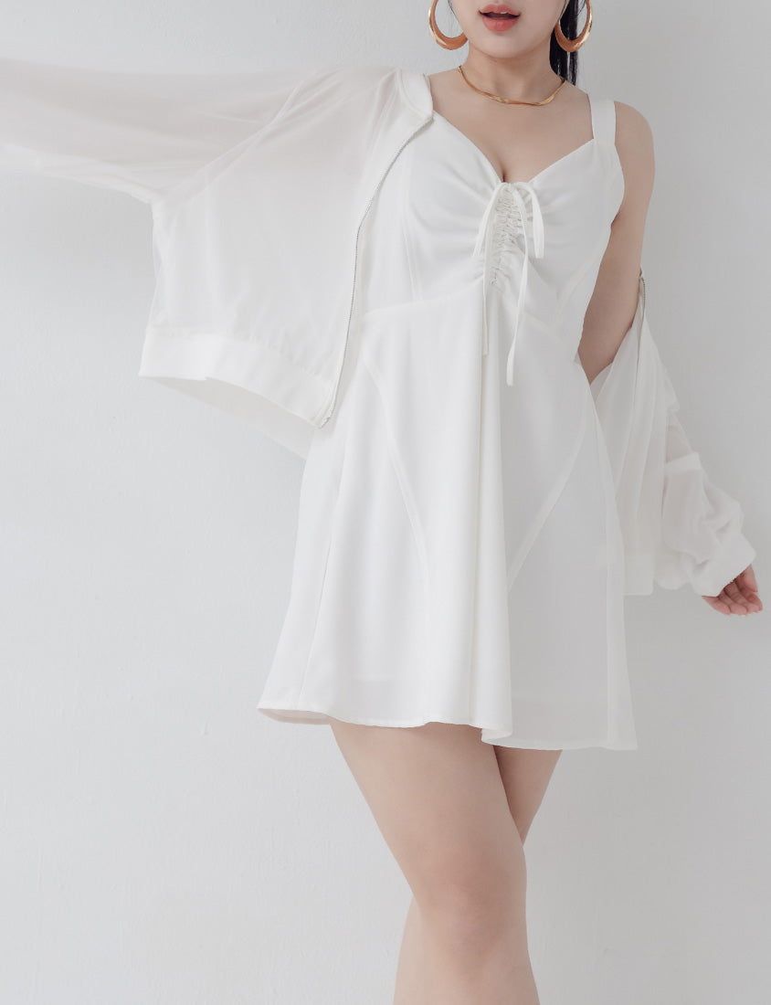 MUA! Sheer Chiffon Dual-Zip Plus Size Bomber Jacket