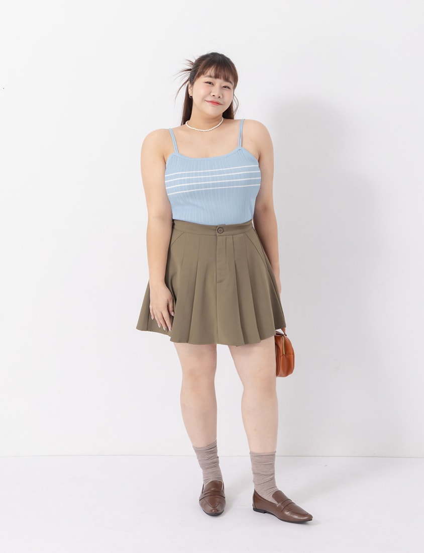 MISS. Apple-Shaped Friendly! Perfect Fit Tailored High Waist Pleated Plus Size Skirt