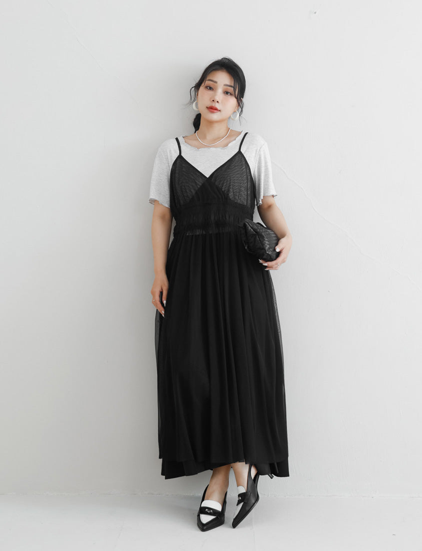 MISS. Layered Sheer MeshPlus Size Camisole