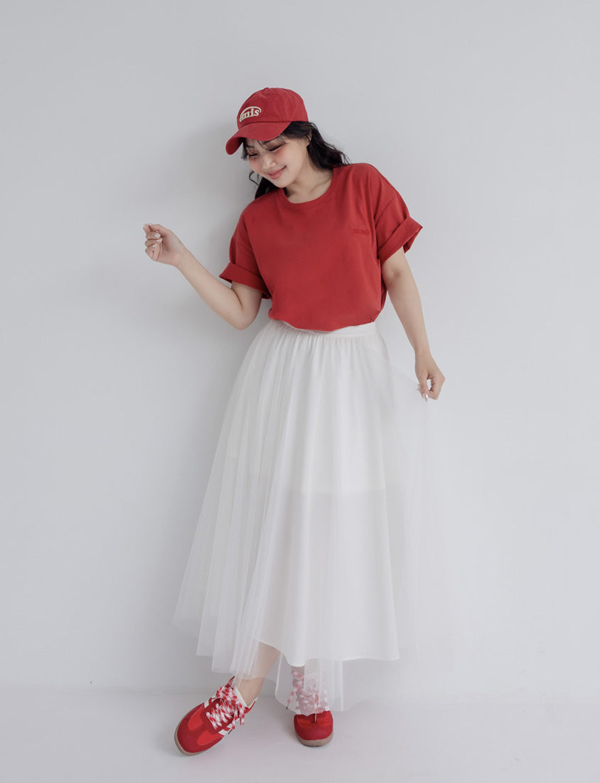 Romantic Layered Flowing Elastic Waist Plus Size Tulle Skirt