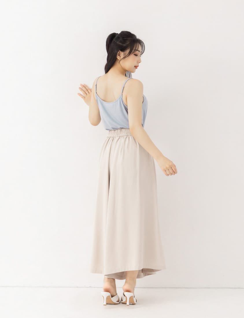 Elegant Pleated Back Elastic Waist Plus Size Chiffon Skort