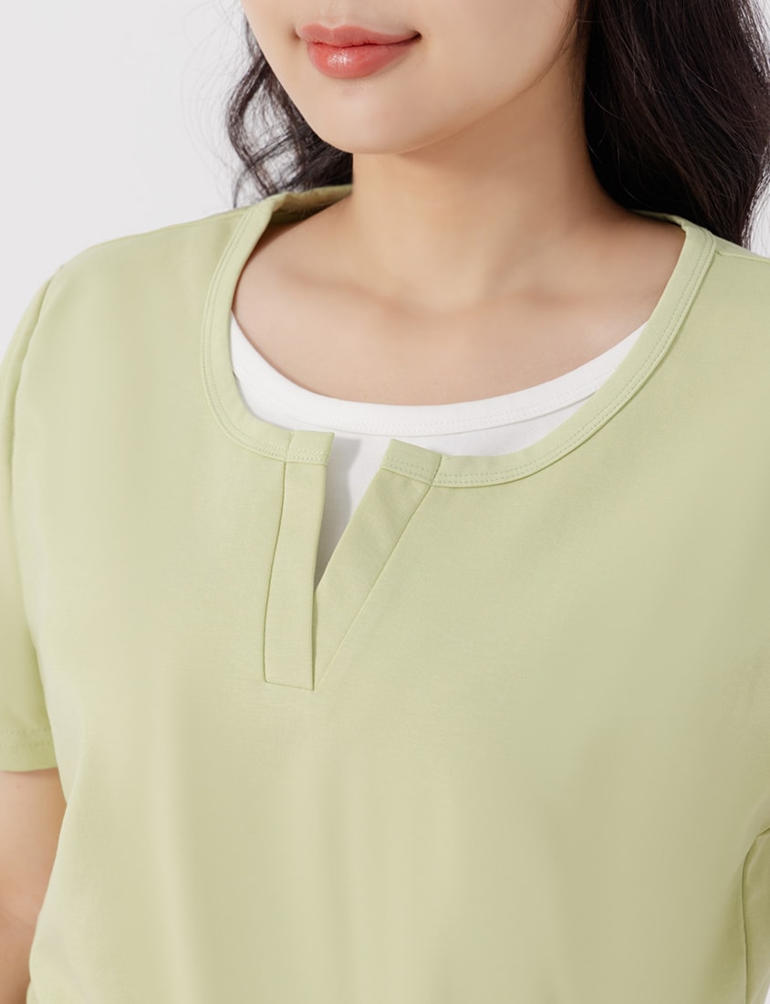 Versatile V-Neck Faux Two Piece Plus Size Tee