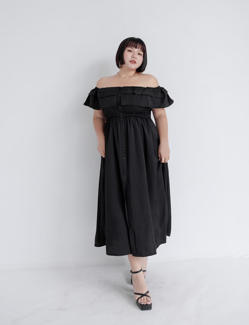 MUA! Ruffle Button Front Plus Size Maxi Dress