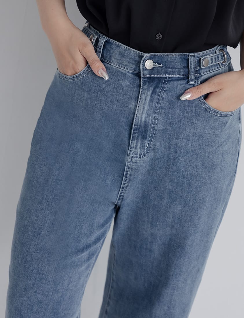 Cooling Tech with Raw Hem Plus Size Straight Leg Denim