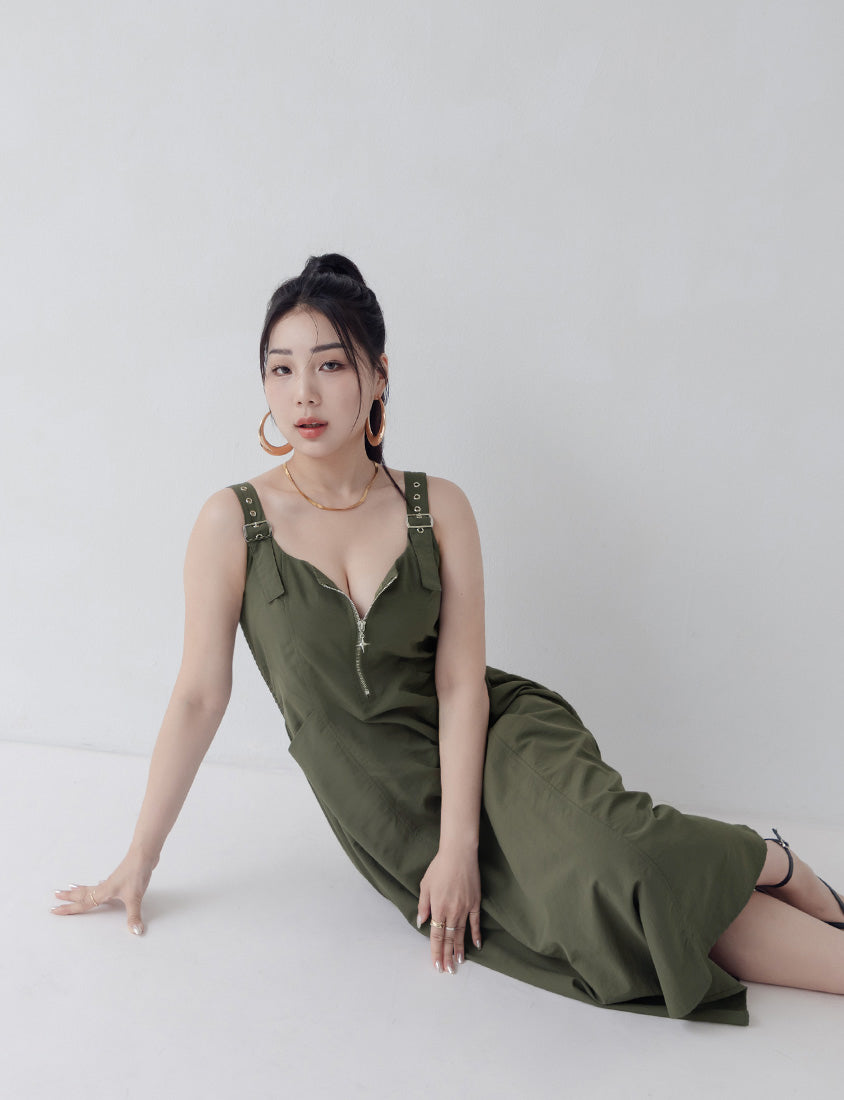 MUA! Adjustable Cargo Zip-Up Plus Size Cami Dress