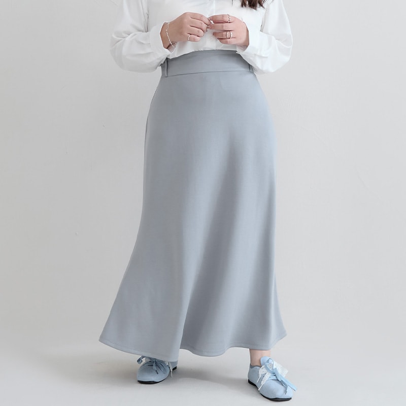 Cloud Cotton Elastic Back Waist Plus Size Mermaid Maxi Skirt