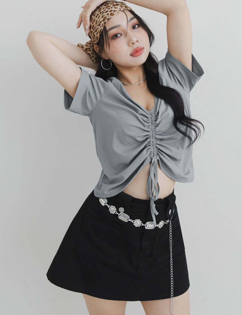 MUA!  Silky Cool-Girl Ruched Plus Size Short Sleeve Top