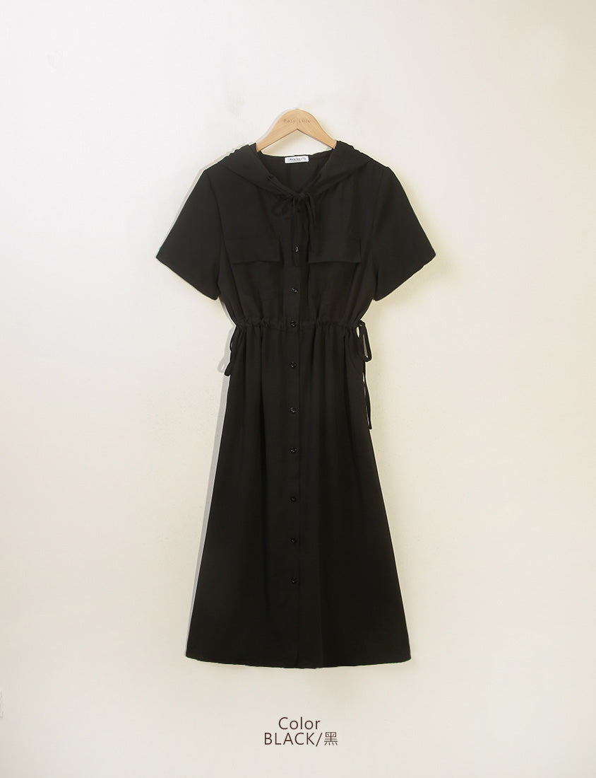 Cargo Hooded Button-Up Plus Size Maxi Dress