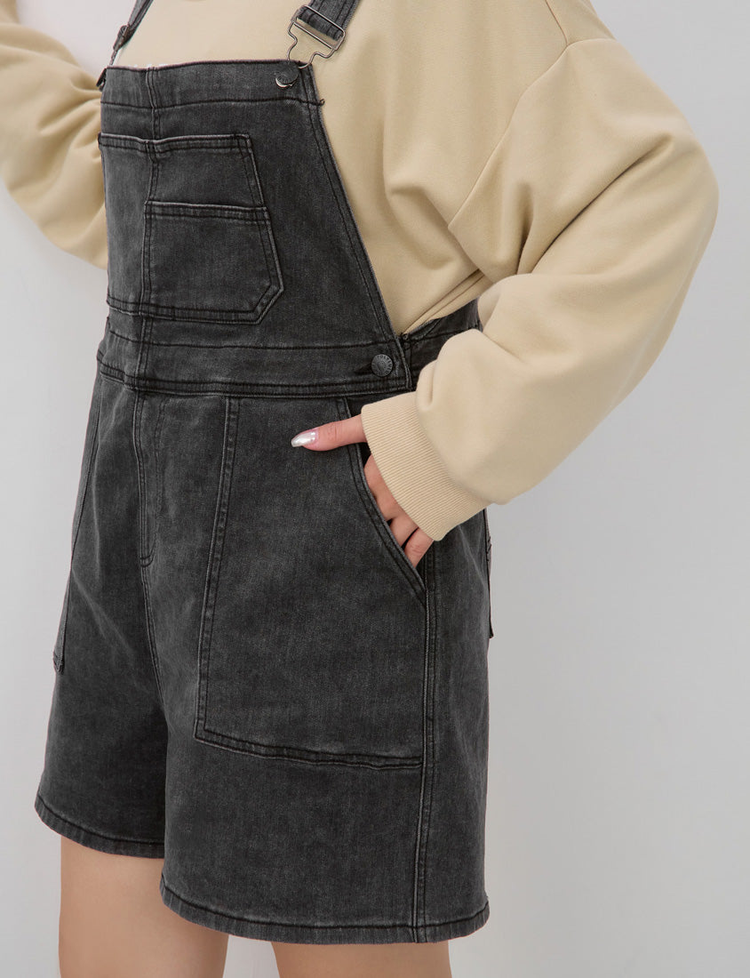 Adjustable Multi-Pocket Denim Plus Size Overalls Shorts
