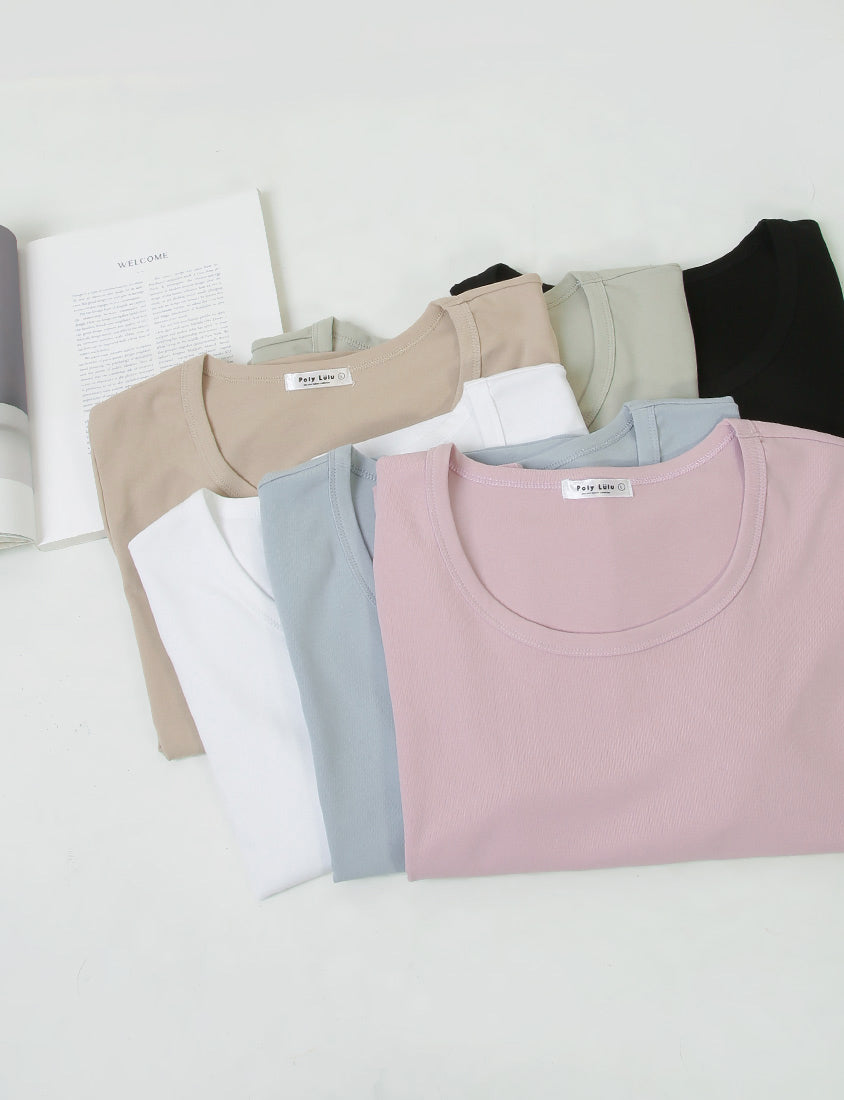 U-Neck Multicolor Plus Size Comfy Slim Tee