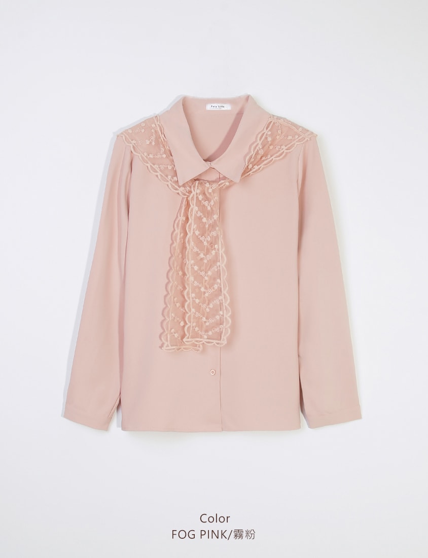 MISS. Two Piece Korean Style Lace Chiffon Plus Size Blouse (With Shawl)