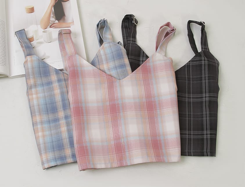 Korean Preppy Adjustable Plaid Plus Size Vest