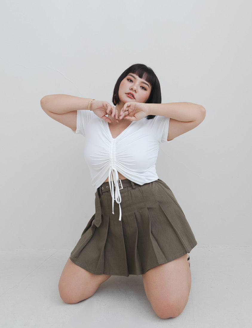 MUA!  Silky Cool-Girl Ruched Plus Size Short Sleeve Top