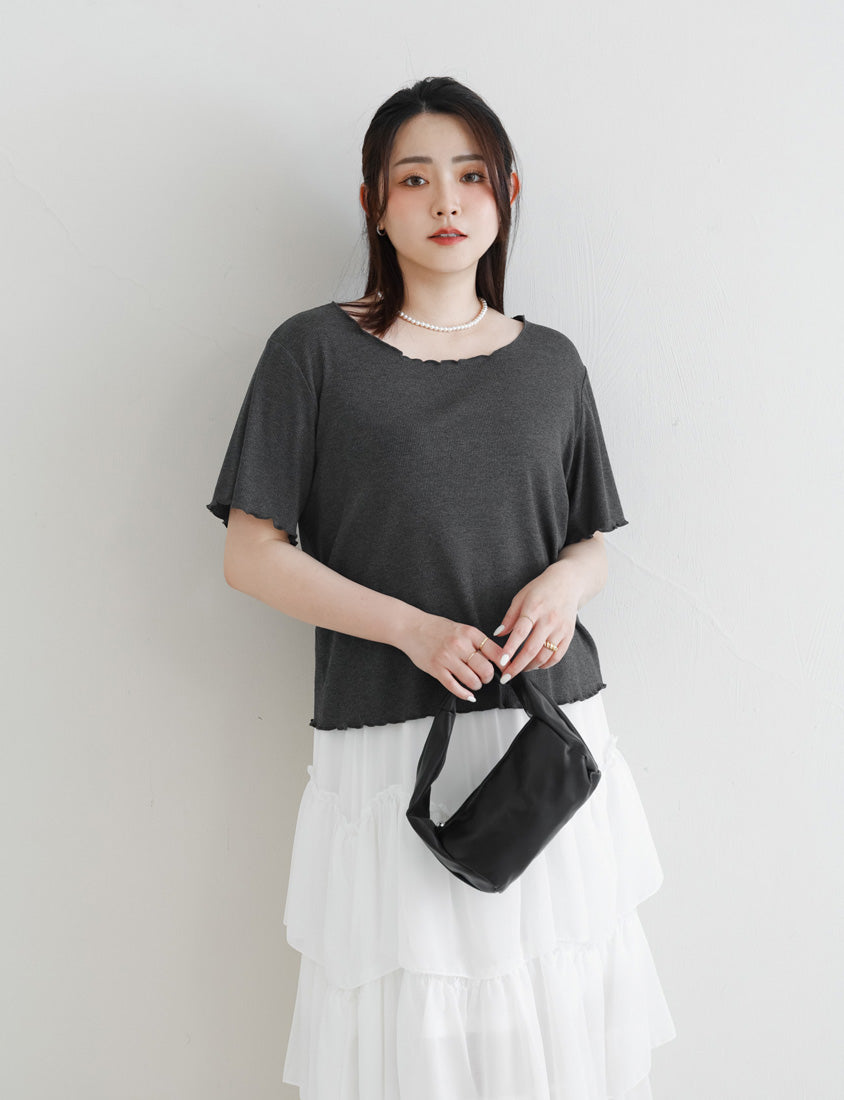 MISS. Versatile Wavy Edge Textured Plus Size Ribbed Top