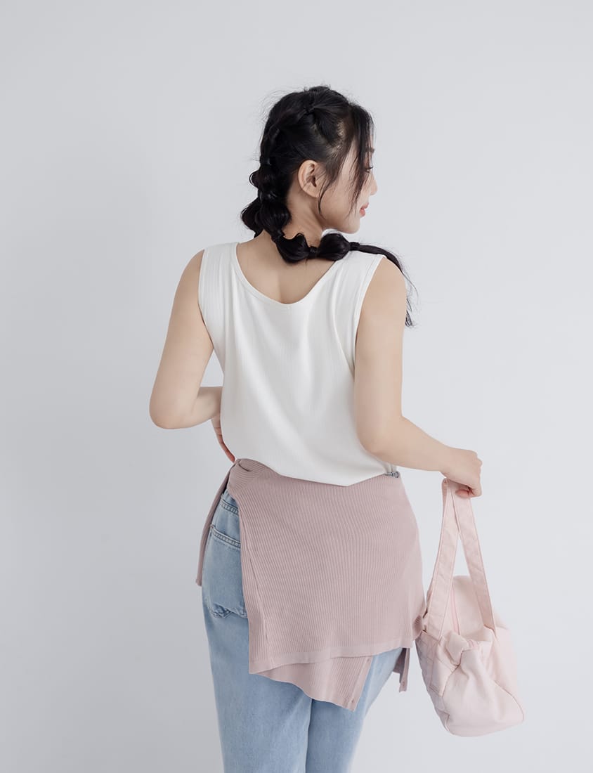 Pobra. Airy Wide Strap Square Neck Faux Buttons Plus Size Bra Top